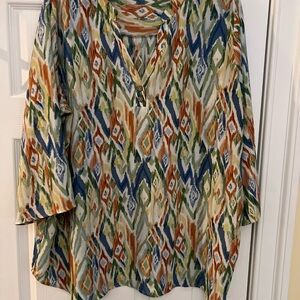 Ladies Size 3XL CURE. Chic Ikat Print Women's Tunic LIGHTWEIGHT GUC